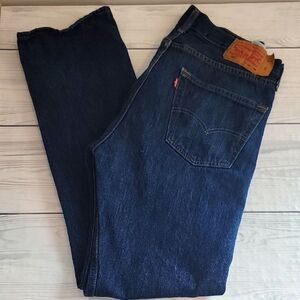 Levi's 501 Button Fly Blue Denim Jeans Straight Leg Size 34" X 34"